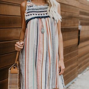 Drift Away Cotton Embroidered Fringe Dress